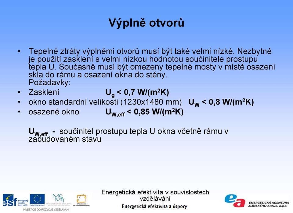 Současně musí být omezeny tepelné mosty v místě osazení skla do rámu a osazení okna do stěny.