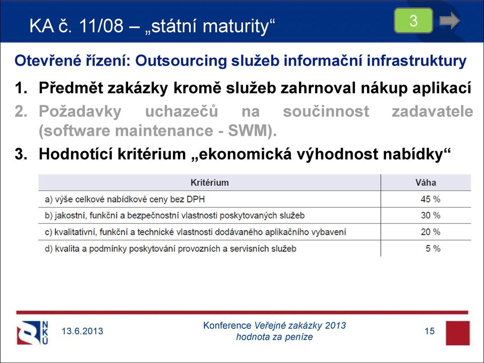 Předmět zakázky kromě služeb zahrnoval nákup aplikací 2.