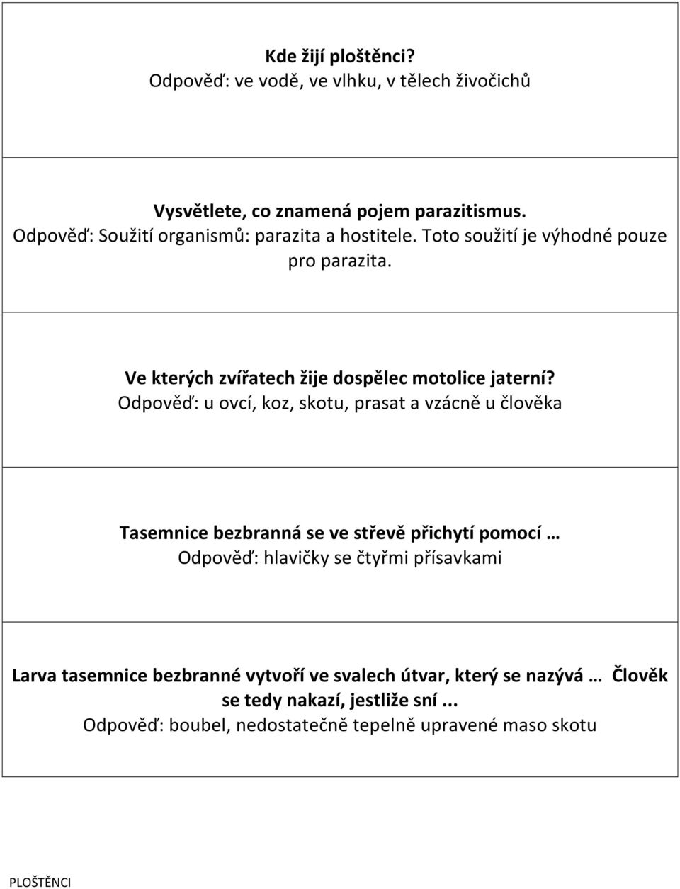 Ve kterých zvířatech žije dospělec motolice jaterní?