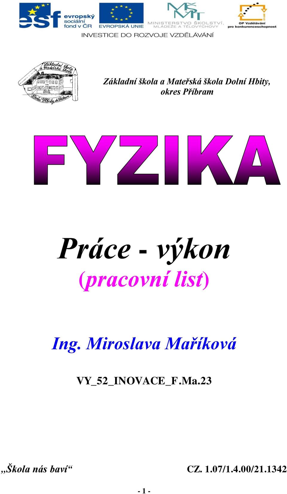 výkon (pracovní list) Ing.