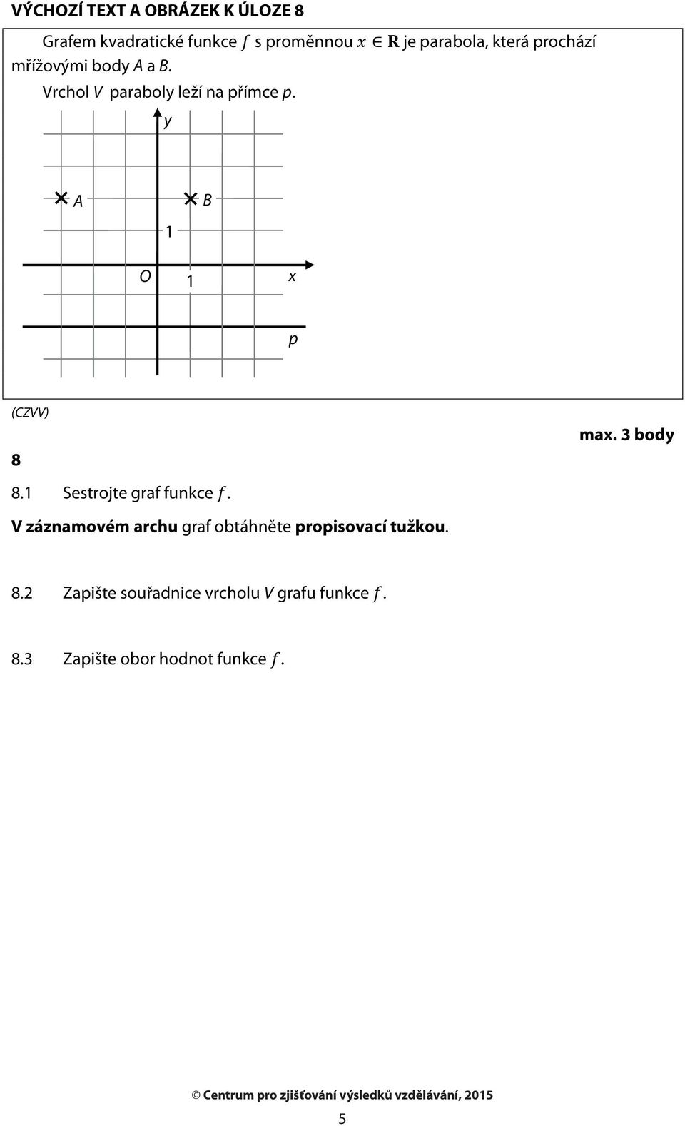 y A B O p 8 ma. 3 body 8. Sestrojte graf funkce.
