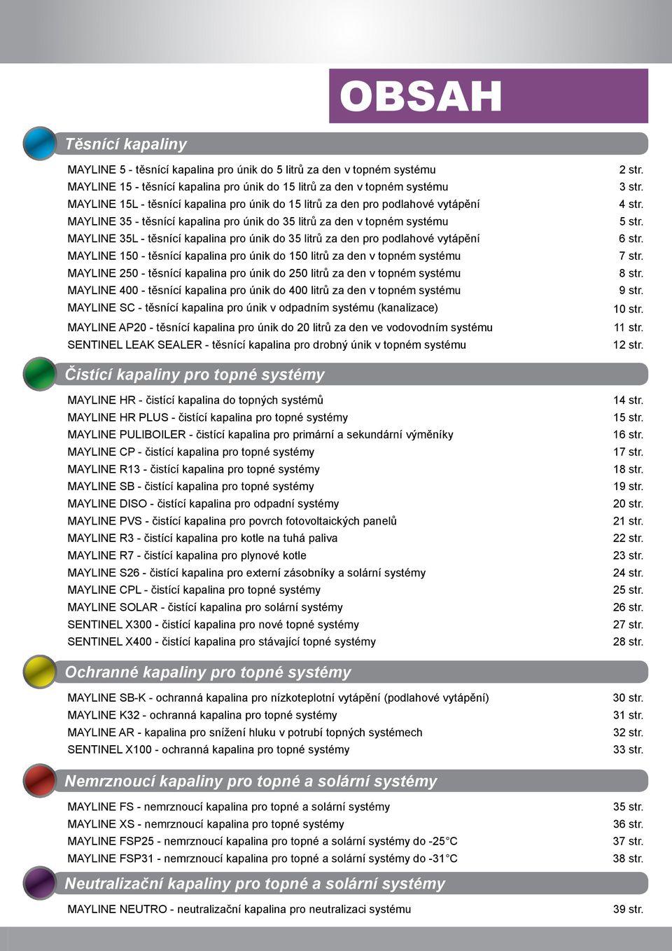 podlahové vytápění MAYLINE 150 - těsnící kapalina pro únik do 150 litrů za den v topném systému MAYLINE 250 - těsnící kapalina pro únik do 250 litrů za den v topném systému MAYLINE 400 - těsnící