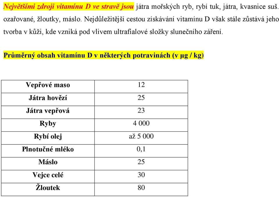 Nejdůležitější cestou získávání vitamínu D však stále zůstává jeho tvorba v kůži, kde vzniká pod vlivem