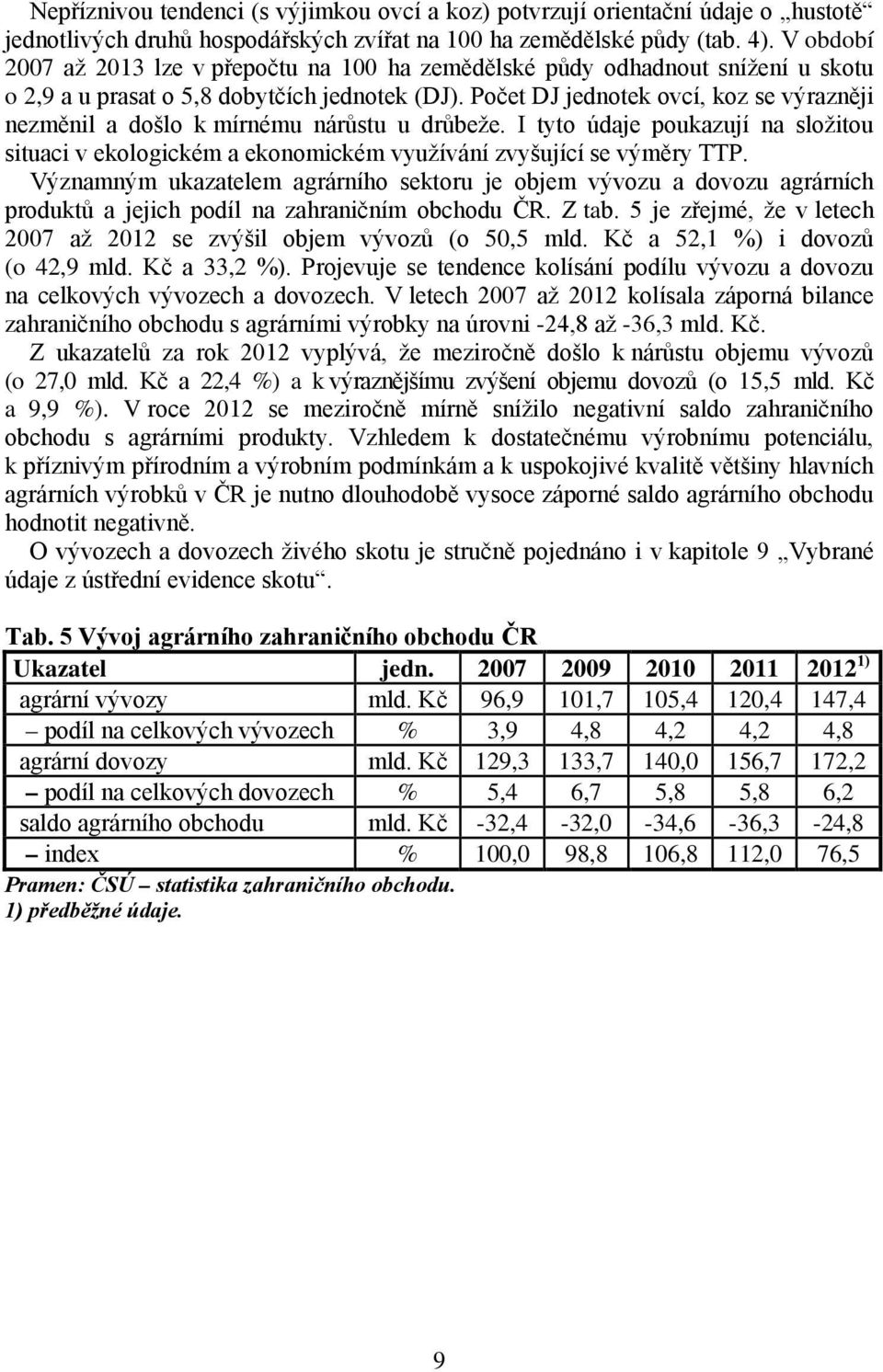 Počet DJ jednotek ovcí, koz se výrazněji nezměnil a došlo k mírnému nárůstu u drůbeže. I tyto údaje poukazují na složitou situaci v ekologickém a ekonomickém využívání zvyšující se výměry TTP.