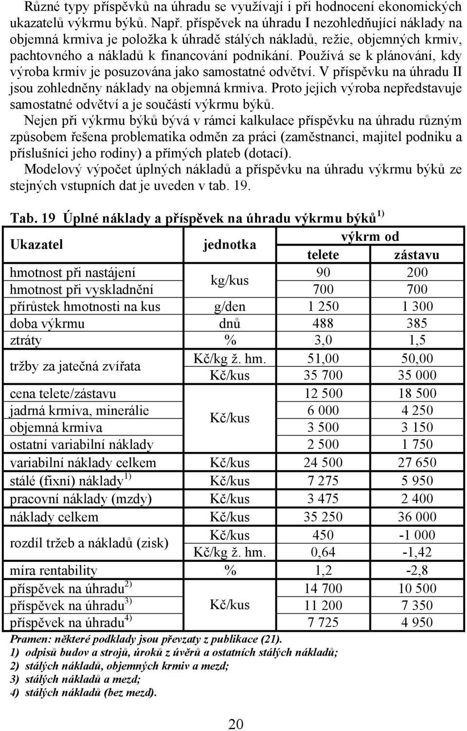 Používá se k plánování, kdy výroba krmiv je posuzována jako samostatné odvětví. V příspěvku na úhradu II jsou zohledněny náklady na objemná krmiva.