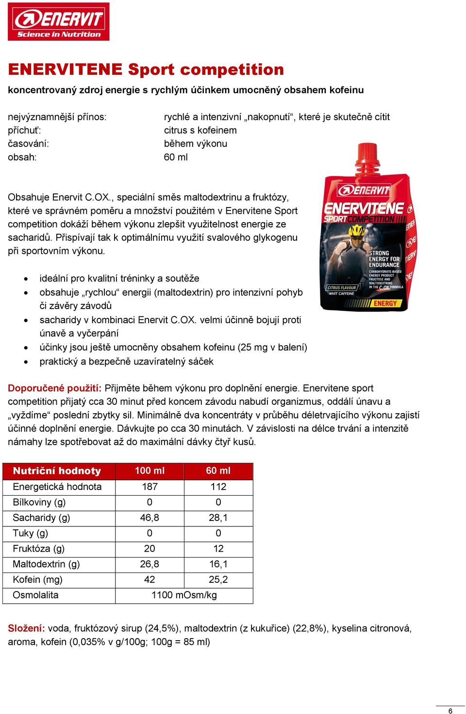 , speciální směs maltodextrinu a fruktózy, které ve správném poměru a množství použitém v Enervitene Sport competition dokáží během výkonu zlepšit využitelnost energie ze sacharidů.