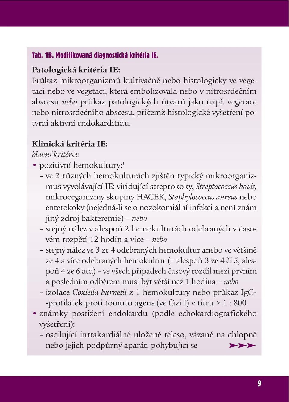 vegetace nebo nitrosrdečního abscesu, přičemž histologické vyšetření potvrdí aktivní endokarditidu.