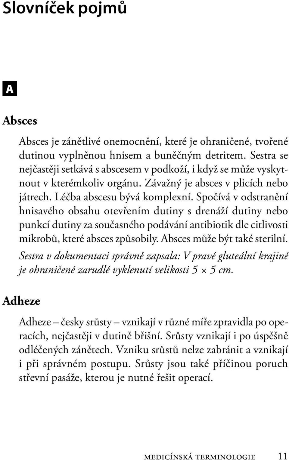 Spočívá v odstranění hnisavého obsahu otevřením dutiny s drenáží dutiny nebo punkcí dutiny za současného podávání antibiotik dle citlivosti mikrobů, které absces způsobily.