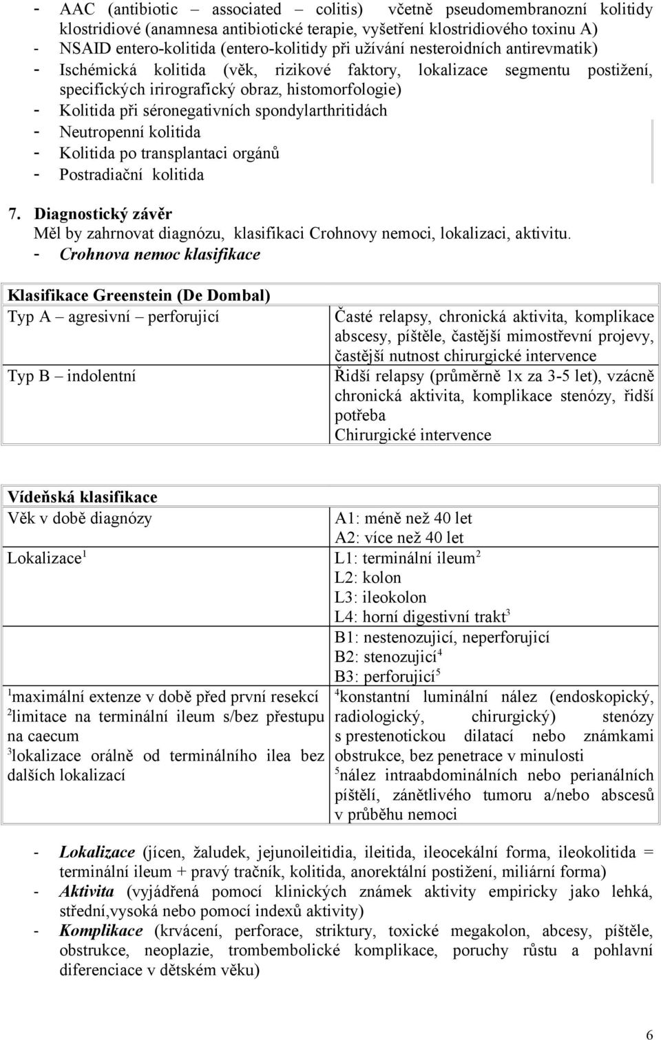 spondylarthritidách - Neutropenní kolitida - Kolitida po transplantaci orgánů - Postradiační kolitida 7.