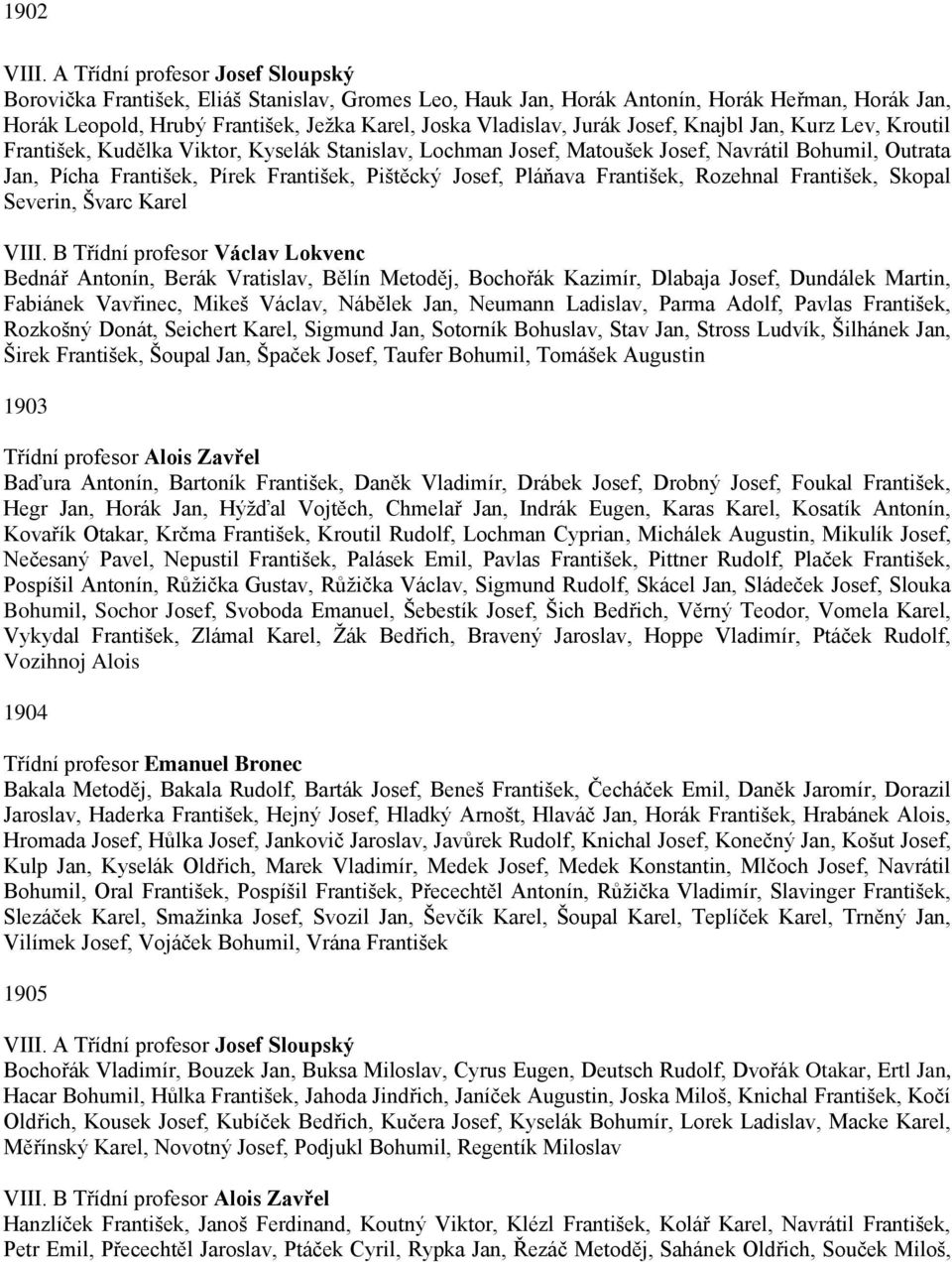 Jurák Josef, Knajbl Jan, Kurz Lev, Kroutil František, Kudělka Viktor, Kyselák Stanislav, Lochman Josef, Matoušek Josef, Navrátil Bohumil, Outrata Jan, Pícha František, Pírek František, Pištěcký