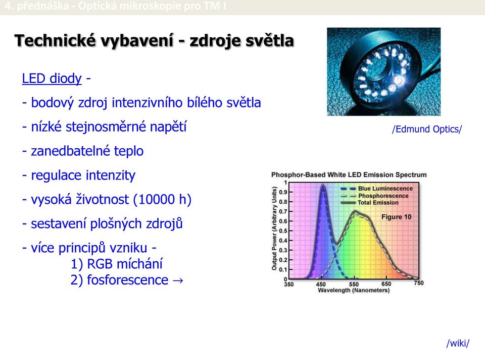 zanedbatelné teplo - regulace intenzity - vysoká životnost (10000 h) -