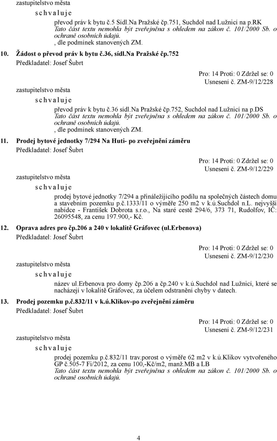 ds Tato část textu nemohla být zveřejněna s ohledem na zákon č. 101/2000 Sb. o ochraně osobních údajů., dle podmínek stanovených ZM. 11.