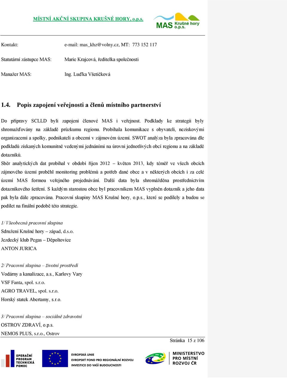 Probíhala komunikace s obyvateli, neziskovými organizacemi a spolky, podnikateli a obcemi v zájmovém území.