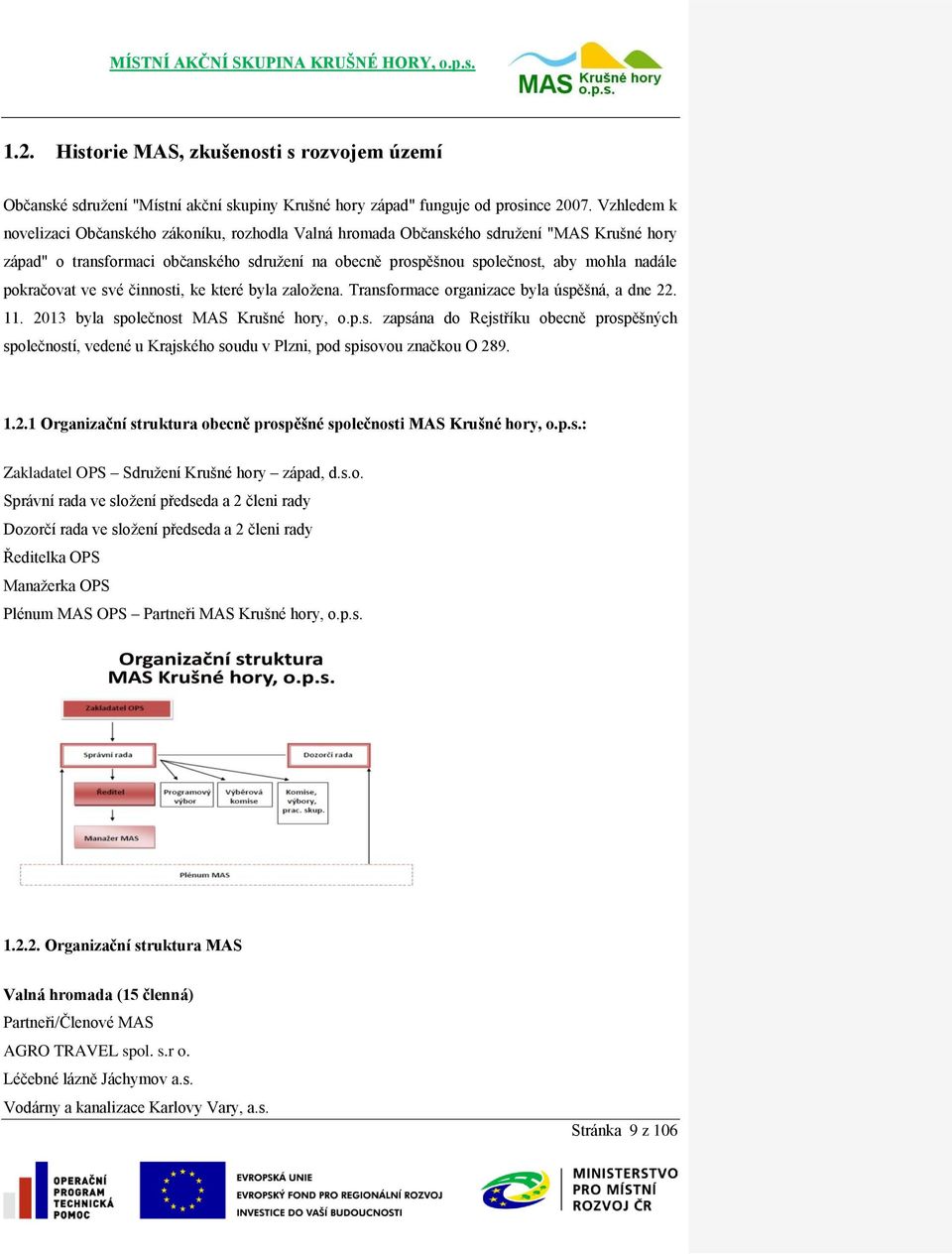 pokračovat ve své činnosti, ke které byla založena. Transformace organizace byla úspěšná, a dne 22. 11. 2013 byla společnost MAS Krušné hory, o.p.s. zapsána do Rejstříku obecně prospěšných společností, vedené u Krajského soudu v Plzni, pod spisovou značkou O 289.