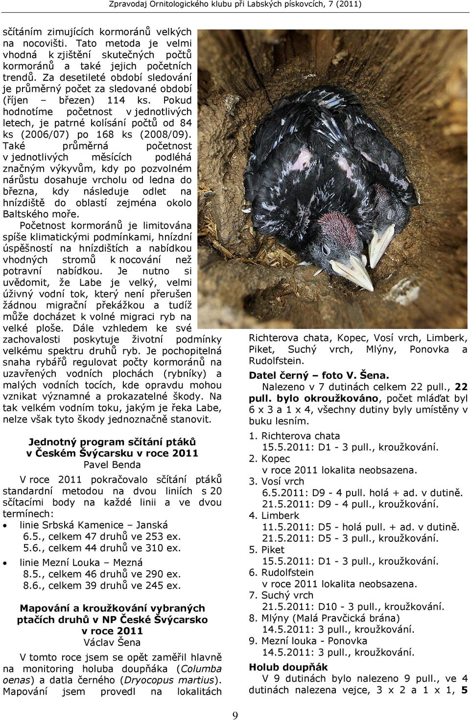 Pokud hodnotíme početnost v jednotlivých letech, je patrné kolísání počtů od 84 ks (2006/07) po 168 ks (2008/09).