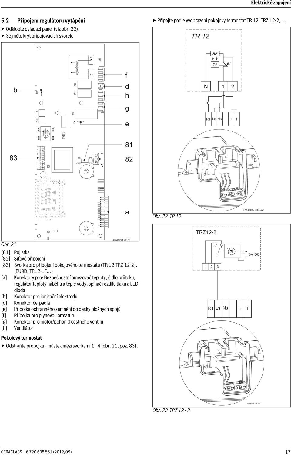 ..) [a] Konektory pro: Bezpečnostní omezovač teploty, čidlo průtoku, regulátor teploty náběhu a teplé vody, spínač rozdílu tlaku a LED dioda [b] Konektor pro ionizační elektrodu [d] Konektor čerpadla