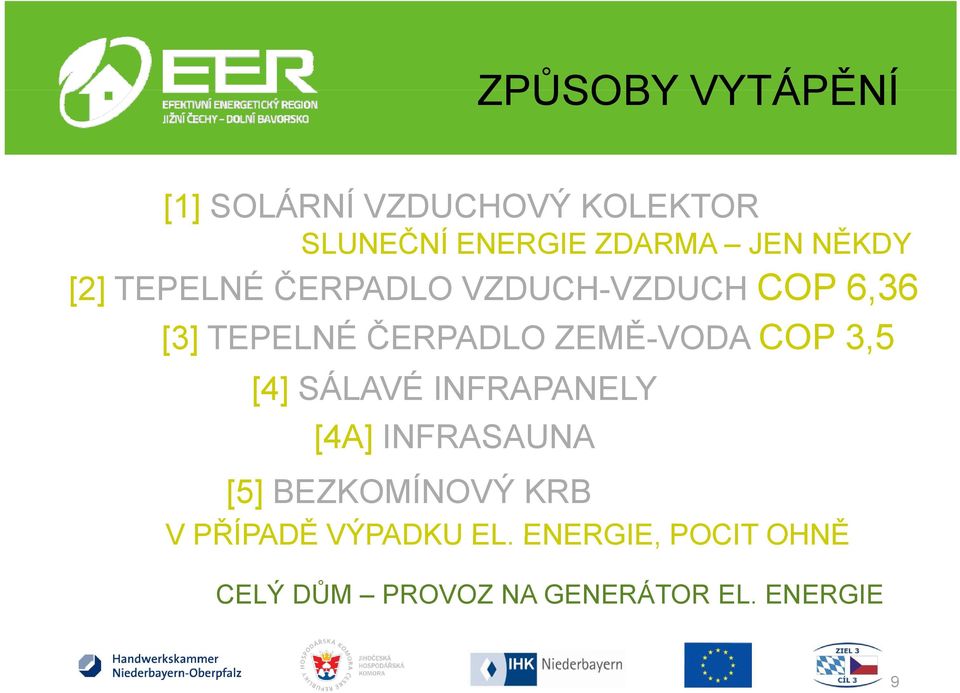 ZEMĚ-VODA COP 3,5 [4] SÁLAVÉ INFRAPANELY [4A] INFRASAUNA [5] BEZKOMÍNOVÝ KRB