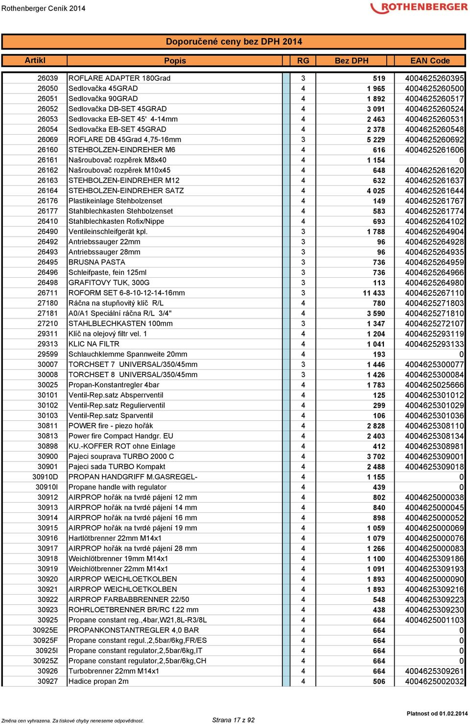 616 4004625261606 26161 Našroubovač rozpěrek M8x40 4 1 154 0 26162 Našroubovač rozpěrek M10x45 4 648 4004625261620 26163 STEHBOLZEN-EINDREHER M12 4 632 4004625261637 26164 STEHBOLZEN-EINDREHER SATZ 4