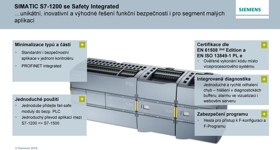 víceprocesorového systému Jednoduché použití Jednoduše přidejte fail-safe moduly do bezp.