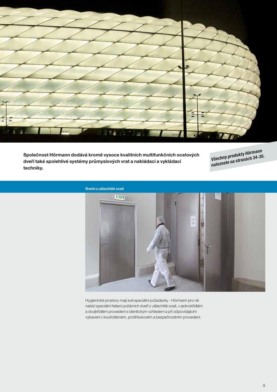 Dveře z ušlechtilé oceli Hygienické prostory mají své speciální požadavky - Hörmann pro ně nabízí speciální řešení požárních