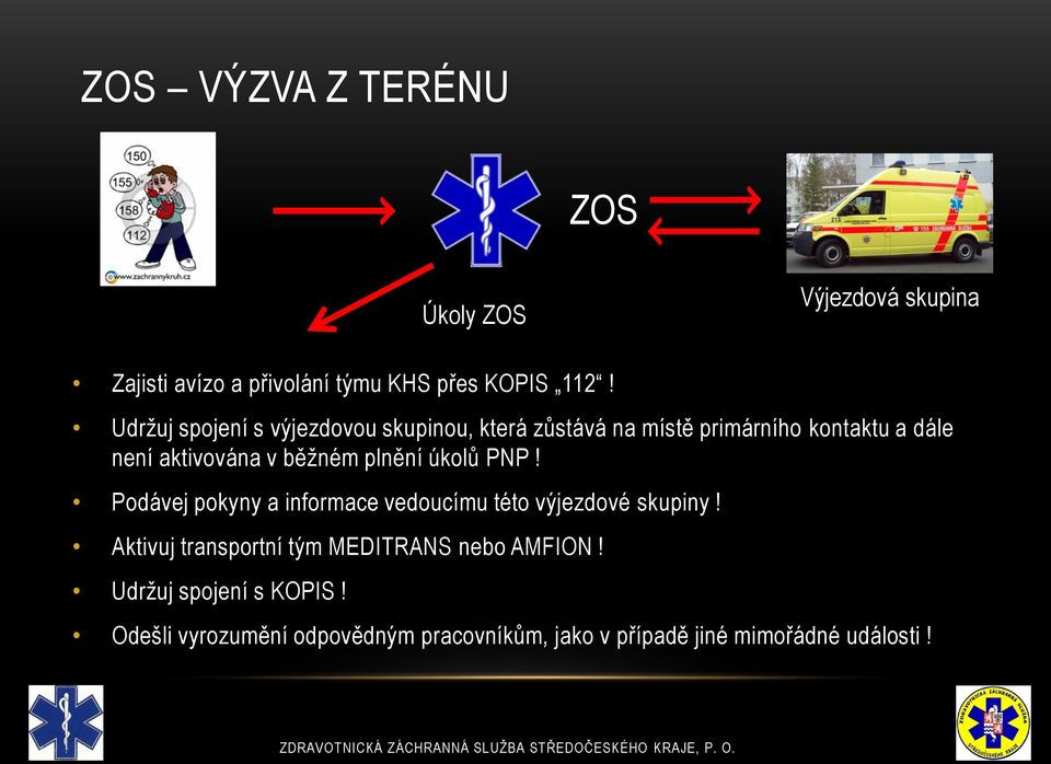 běžném plnění úkolů PNP! Podávej pokyny a informace vedoucímu této výjezdové skupiny!