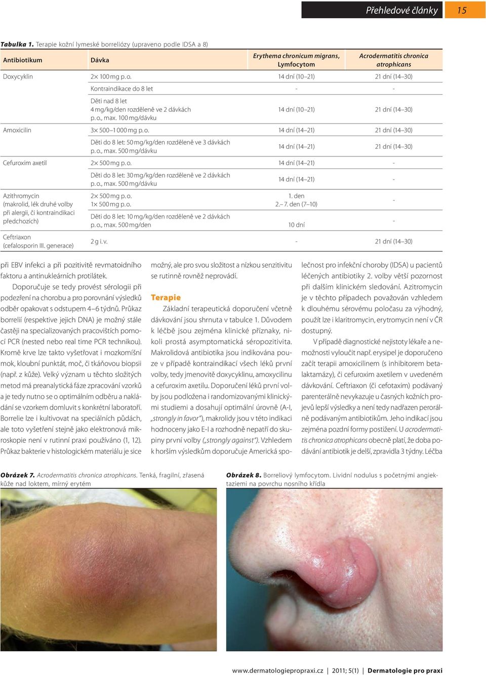 14 dní (10 21) 21 dní (14 30) Kontraindikace do 8 let - - Děti nad 8 let 4 mg/kg/den rozděleně ve 2 dávkách p. o., max. 100 mg/dávku 14 dní (10 21) 21 dní (14 30) Amoxicilin 3 500 1 000 mg p. o. 14 dní (14 21) 21 dní (14 30) Děti do 8 let: 50 mg/kg/den rozděleně ve 3 dávkách p.