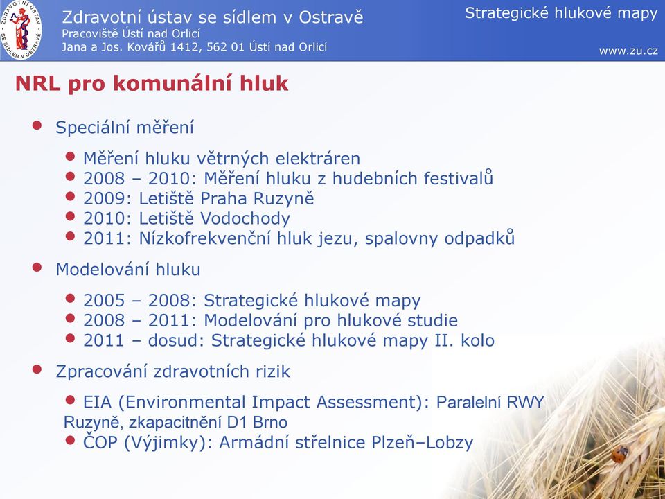 Modelování hluku 2005 2008: 2008 2011: Modelování pro hlukové studie 2011 dosud: II.