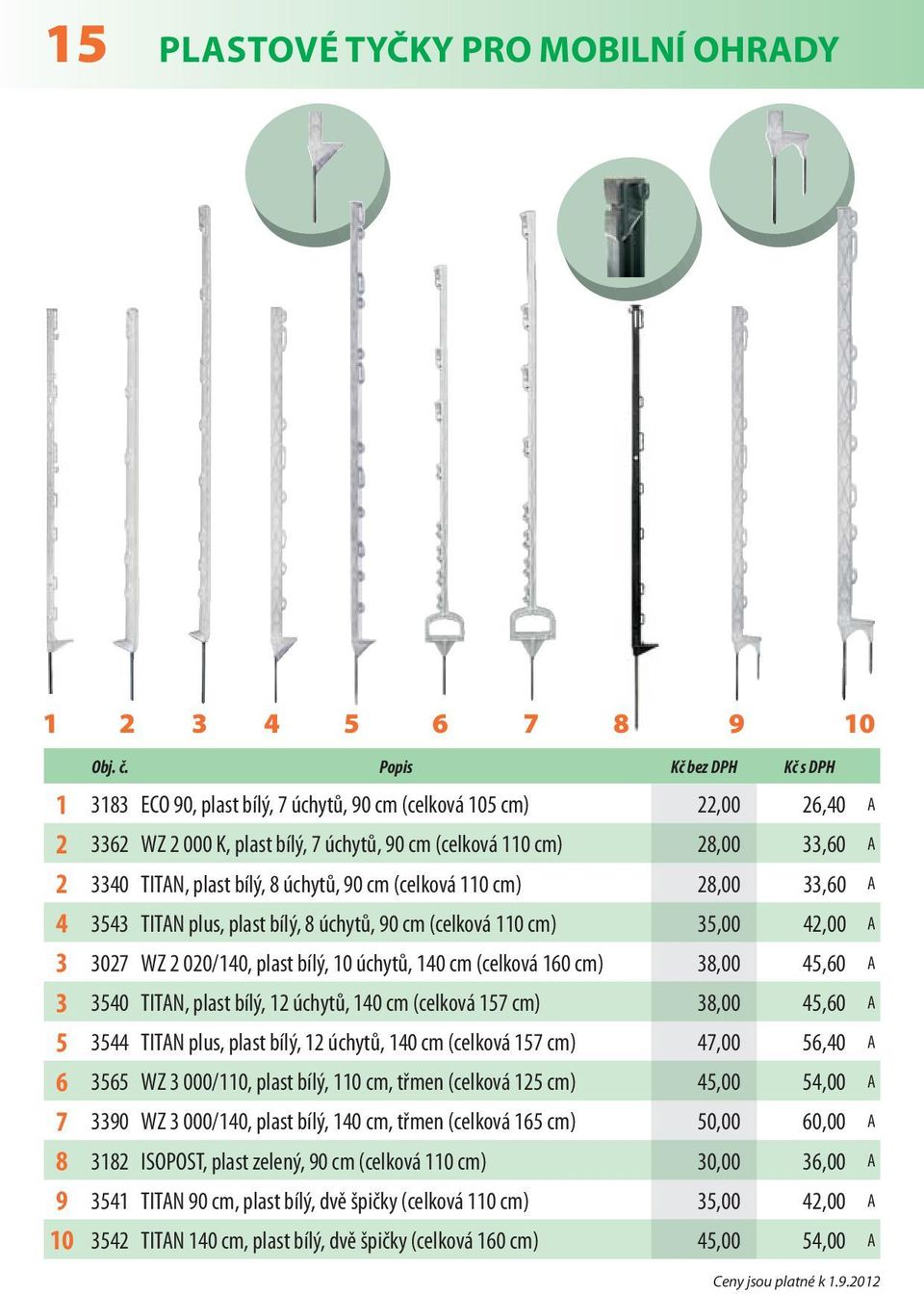TITAN, plast bílý, 2 úchytů, 40 cm (celková 7 cm) 8,00 4,60 A 44 TITAN plus, plast bílý, 2 úchytů, 40 cm (celková 7 cm) 47,00 6,40 A 6 6 WZ 000/0, plast bílý, 0 cm, třmen (celková 2 cm) 4,00 4,00 A 7