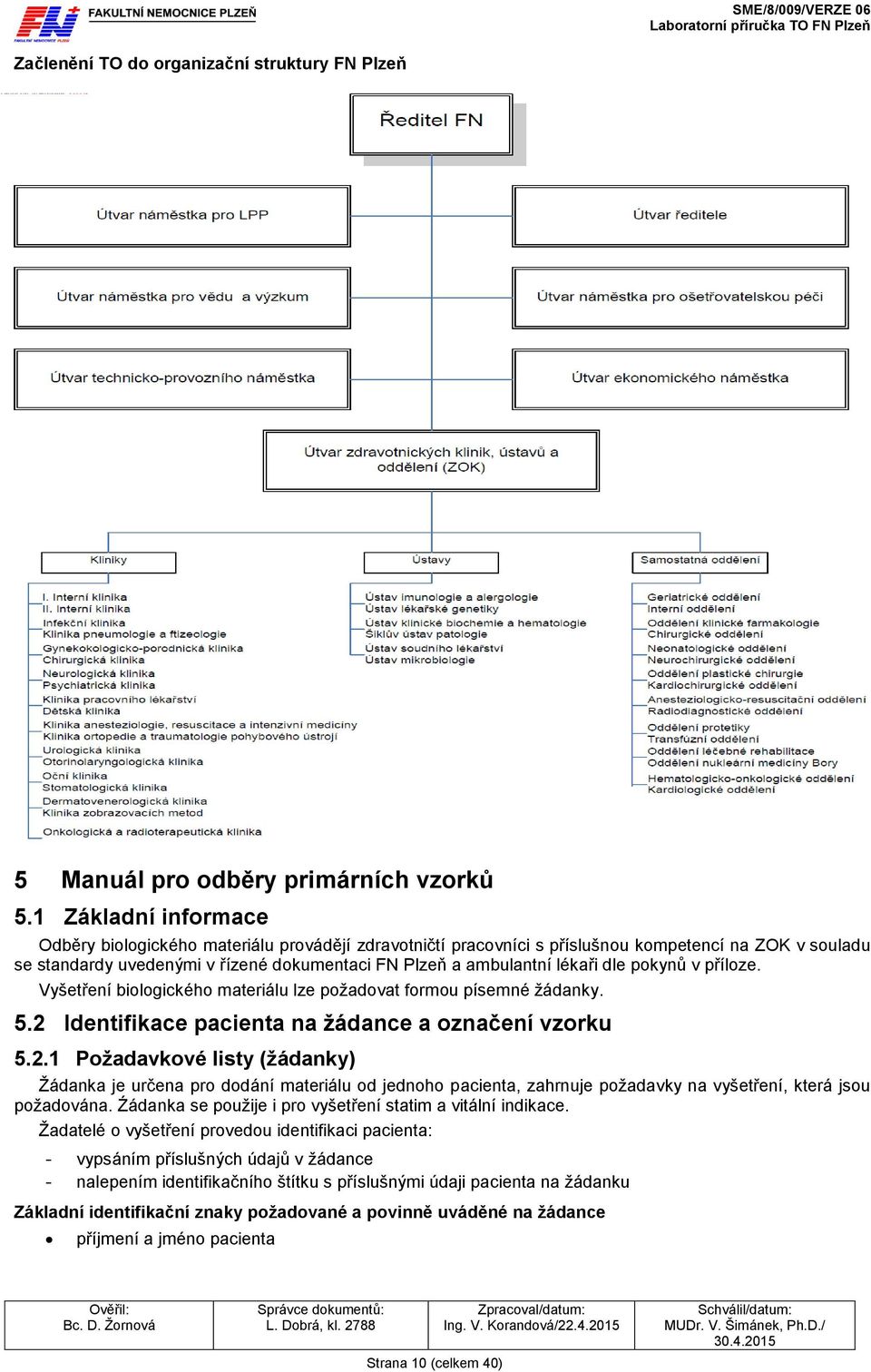 dle pokynů v příloze. Vyšetření biologického materiálu lze požadovat formou písemné žádanky. 5.2 