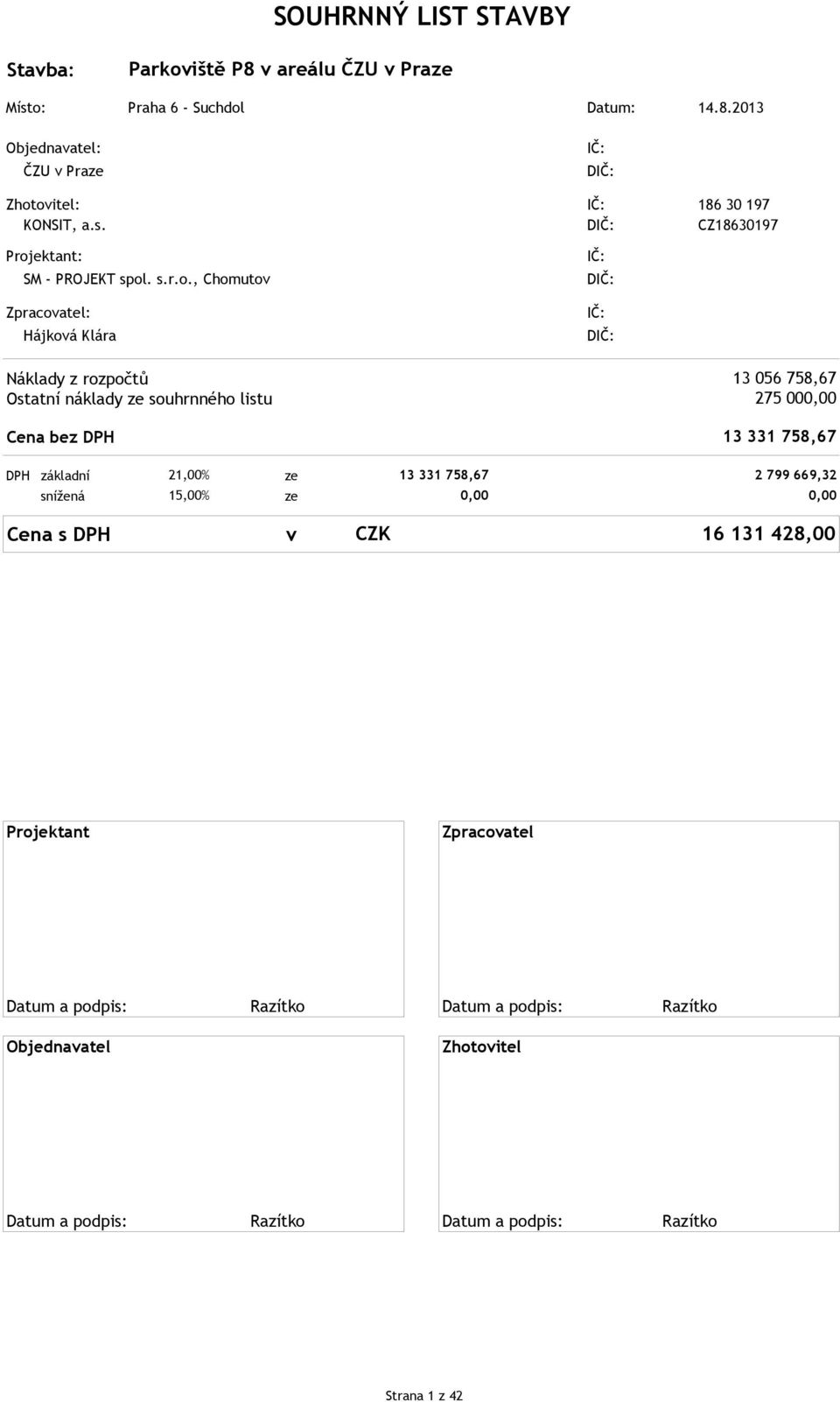 ektant: SM - PROJEKT spol