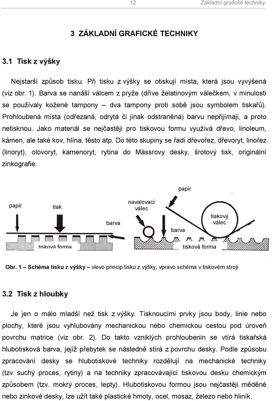 Prohloubená místa (odřezaná, odrytá či jinak odstraněná) barvu nepřijímají, a proto netisknou.