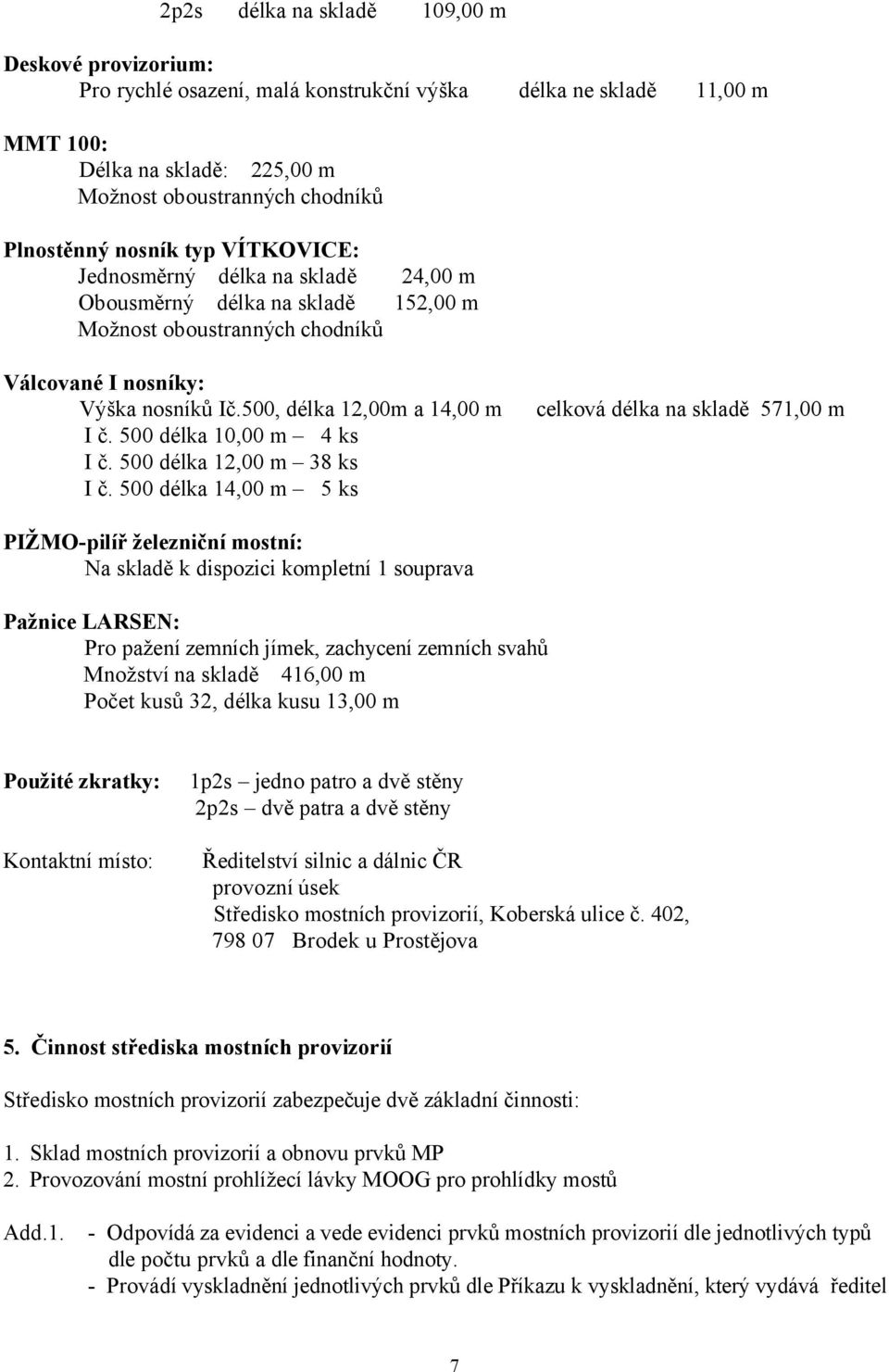 500 délka 10,00 m 4 ks I č. 500 délka 12,00 m 38 ks I č.