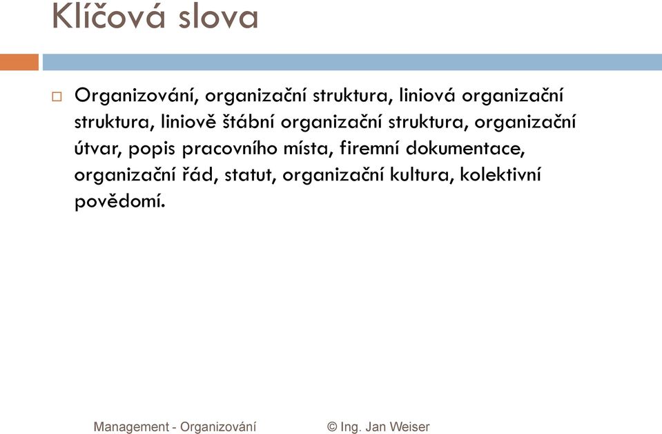 organizační útvar, popis pracovního místa, firemní