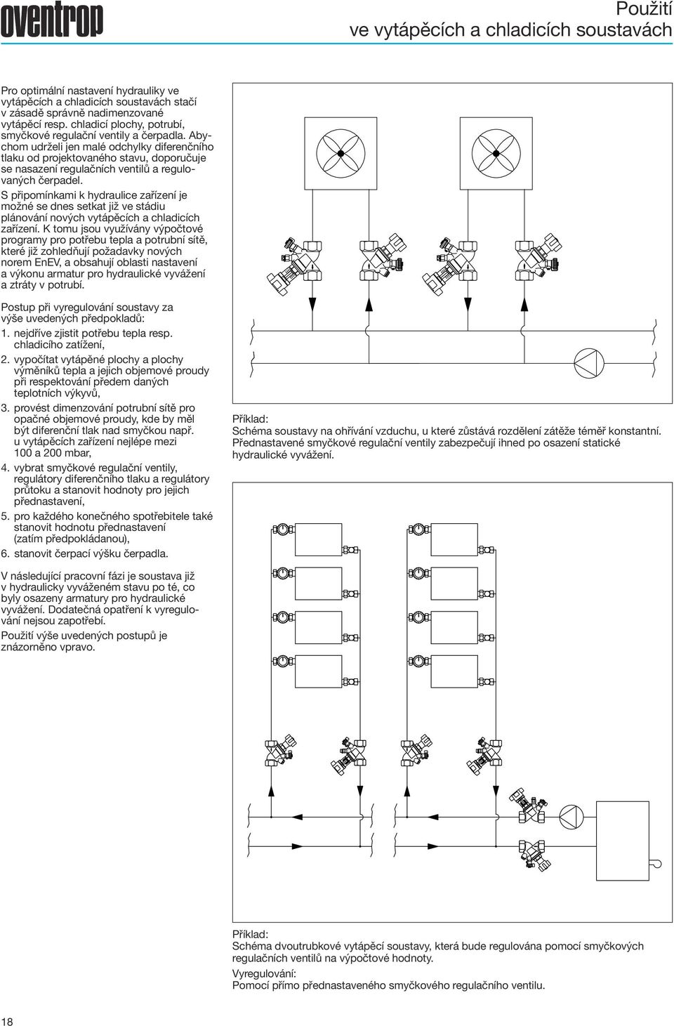 Abychom udrželi jen malé odchylky diferenčního tlaku od projektovaného stavu, doporučuje se nasazení regulačních ventilů a regulovaných čerpadel.