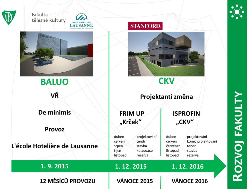 projektování červen tendr červen konec projektování srpen stavba červenec tendr říjen