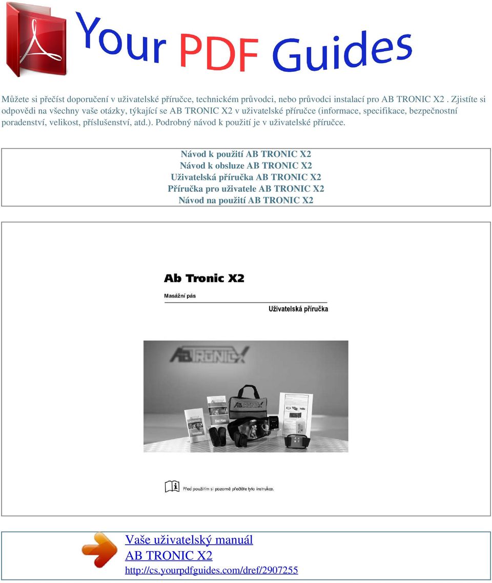 Vaše uživatelský manuál AB TRONIC X2 - PDF Free Download