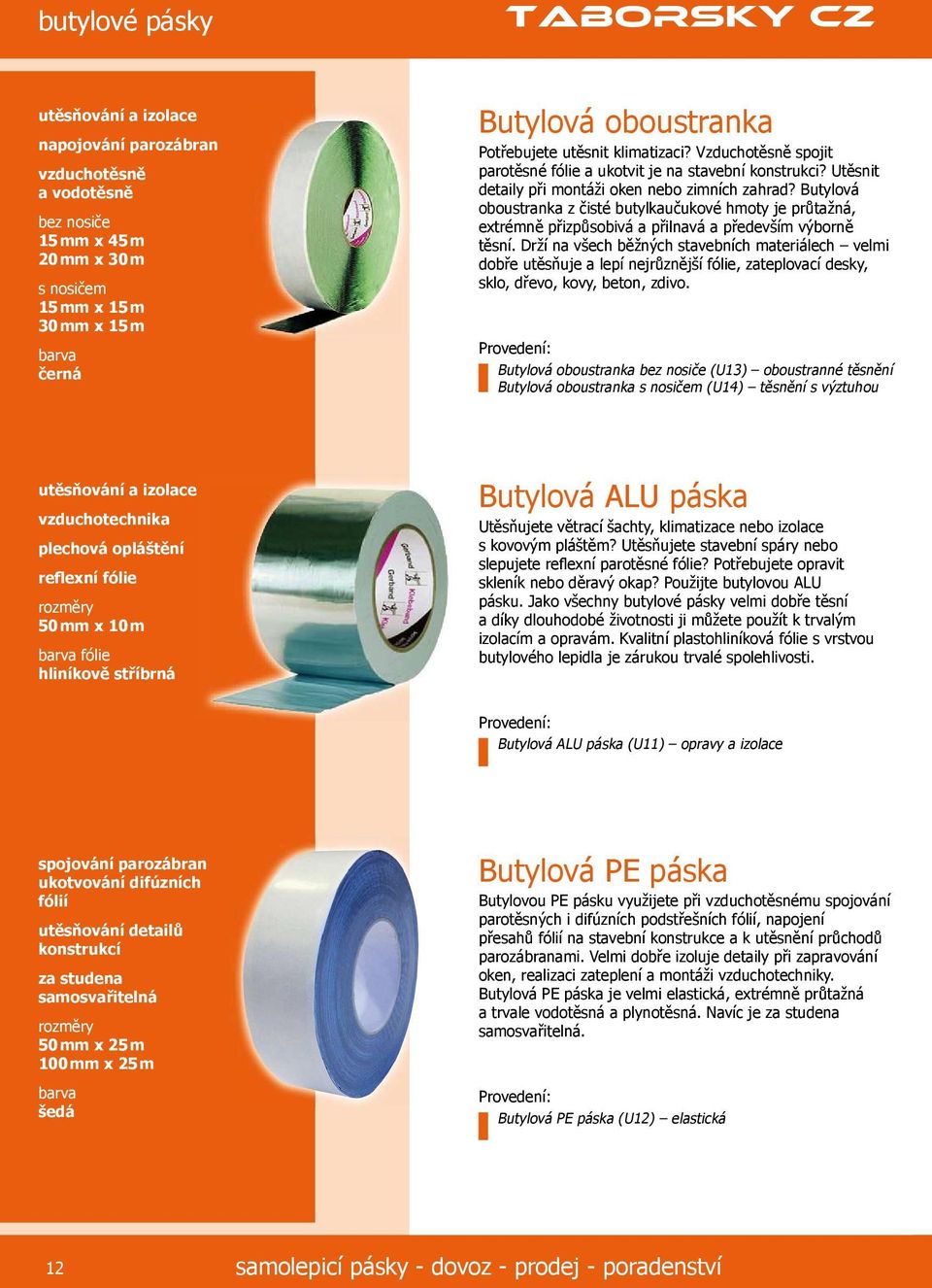 taborsky cz vybavení profesionálů SAMOLEPÍCÍ A TECHNICKÉ PÁSKY, DOPLŇKY  KATALOG - PDF Stažení zdarma