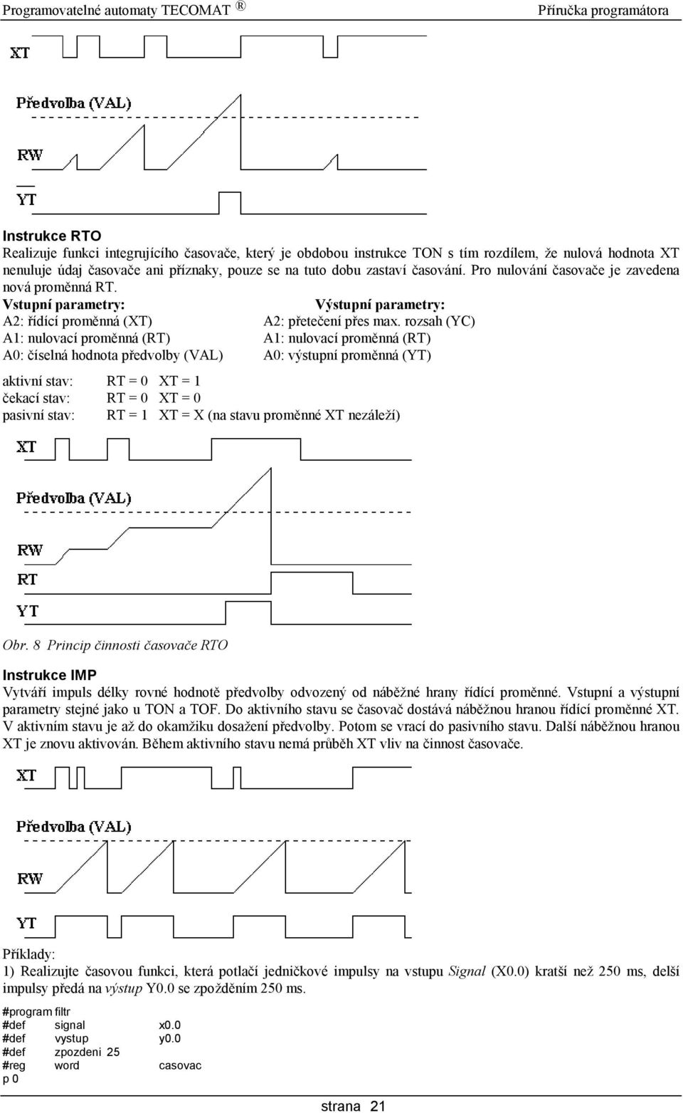 rozsah (YC) A1: nulovacı promž nna (RT) A1: nulovacı promž nna (RT) A0: cıselna hodnota predvolby (VAL) A0: vy stupnı promž nna (YT) aktivnı stav: RT = 0 XT = 1 cekacı stav: RT = 0 XT = 0 pasivnı