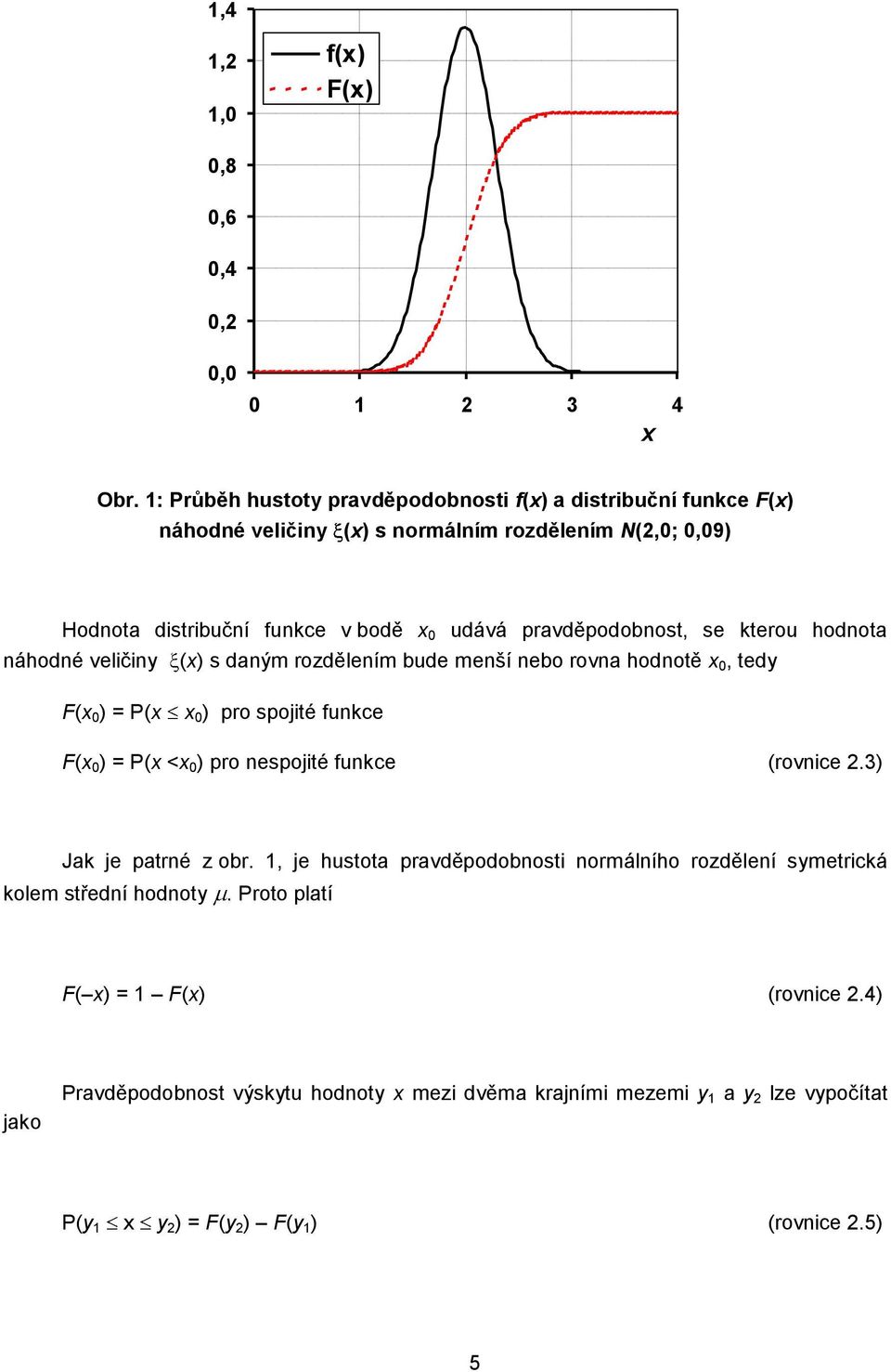 pravděpodobnost, se kterou hodnota náhodné veličiny (x) s daným rozdělením bude menší nebo rovna hodnotě x 0, tedy F(x 0 ) = P(x x 0 ) pro spojité funkce F(x 0 ) = P(x <x 0 )
