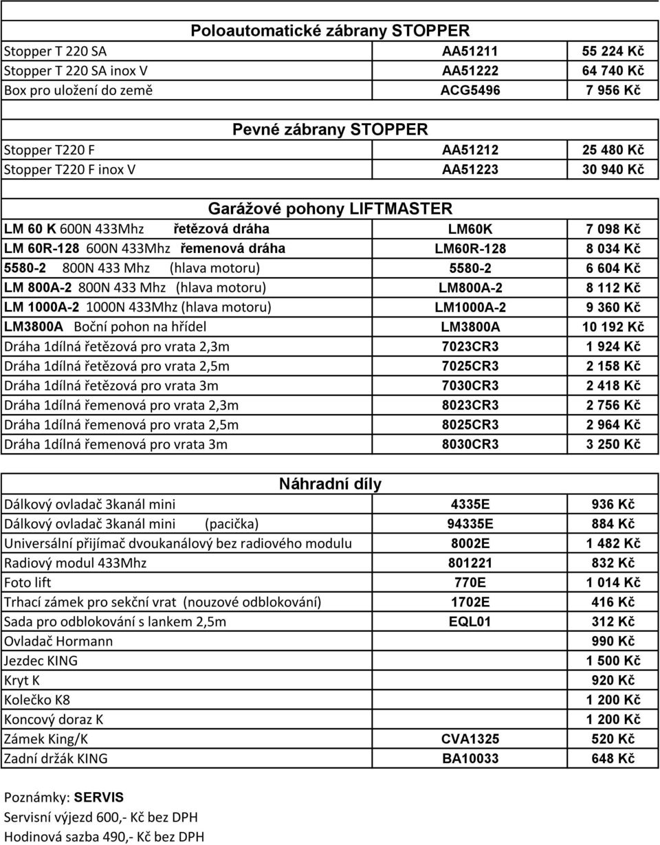 Mhz (hlava motoru) 5580-2 6 604 Kč LM 800A-2 800N 433 Mhz (hlava motoru) LM800A-2 8 112 Kč LM 1000A-2 1000N 433Mhz (hlava motoru) LM1000A-2 9 360 Kč LM3800A Boční pohon na hřídel LM3800A 10 192 Kč