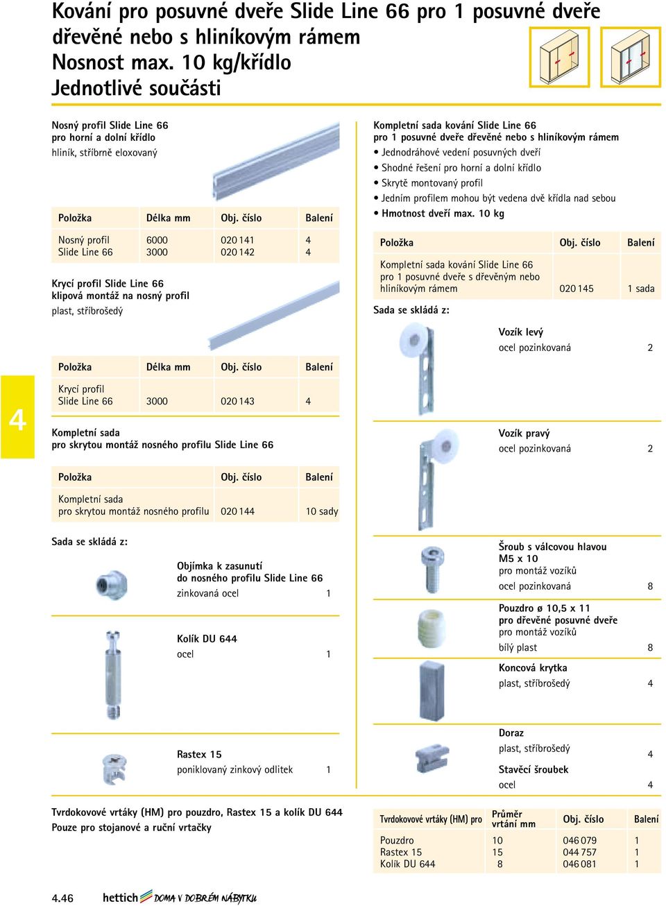 číslo Balení Nosný profil 6000 020 11 Slide Line 66 3000 020 12 Krycí profil Slide Line 66 klipová montáž na nosný profil plast, stříbrošedý Položka Délka mm Obj.