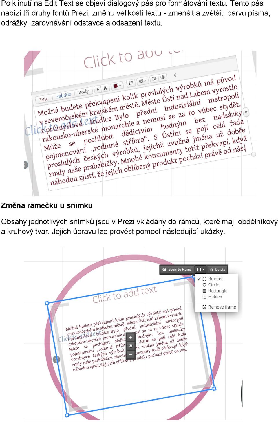 odrážky, zarovnávání odstavce a odsazení textu.