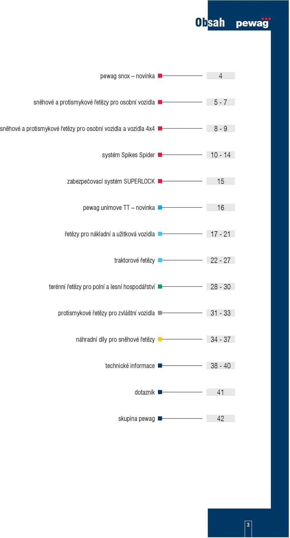 nákladní a užitková vozidla 17-21 traktorové řetěz y 22-27 terénní řetězy pro polní a lesní hospodářství 28-30 protismykové