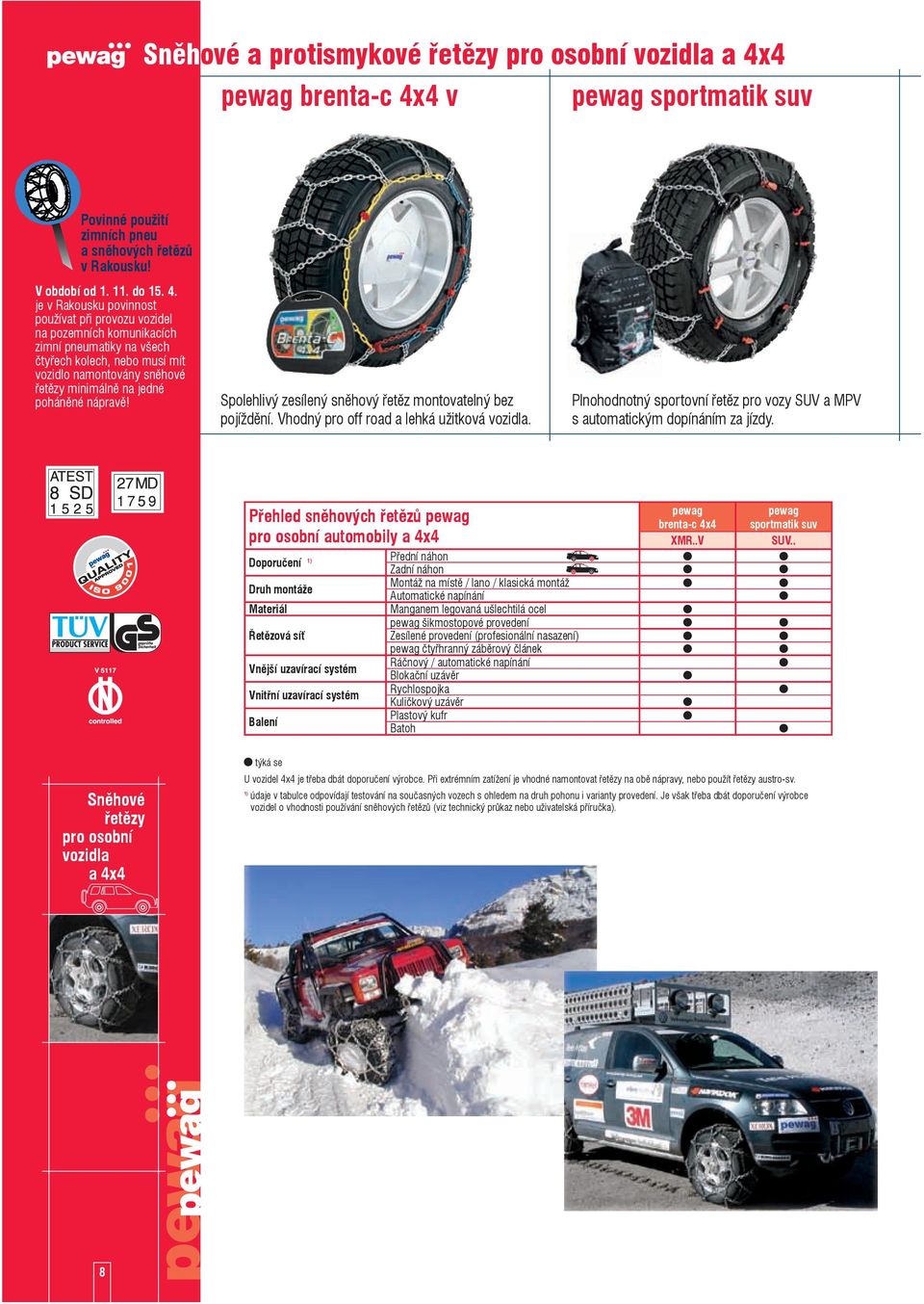 4 v pewag sportmatik suv Povinné použití zimních pneu a sněhových řetězů v Rakousku! V období od 1. 11. do 15. 4.