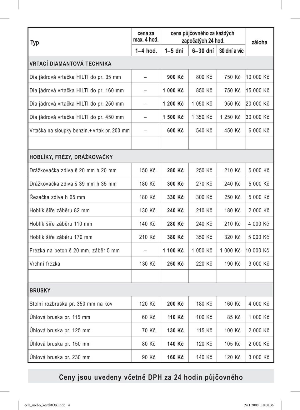 200 mm 900 Kč 800 Kč 750 Kč 10 000 Kč 1 000 Kč 850 Kč 750 Kč 15 000 Kč 1 200 Kč 1 050 Kč 950 Kč 20 000 Kč 1 500 Kč 1 350 Kč 1 250 Kč 30 000 Kč 600 Kč 540 Kč 450 Kč 6 000 Kč HOBLÍKY, FRÉZY,
