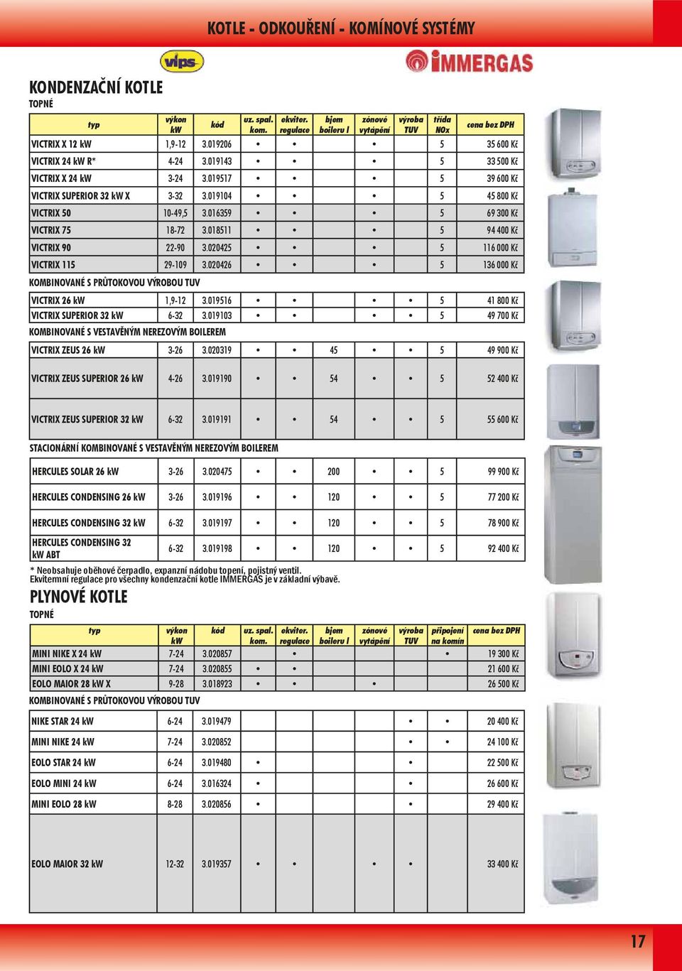 019517 5 39 600 Kč VICTRIX SUPERIOR 32 kw X 3-32 3.019104 5 45 800 Kč VICTRIX 50 10-49,5 3.016359 5 69 300 Kč VICTRIX 75 18-72 3.018511 5 94 400 Kč VICTRIX 90 22-90 3.