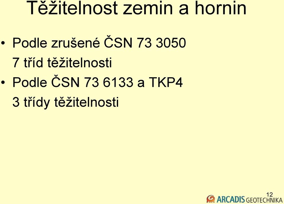 tříd těžitelnosti Podle ČSN 73