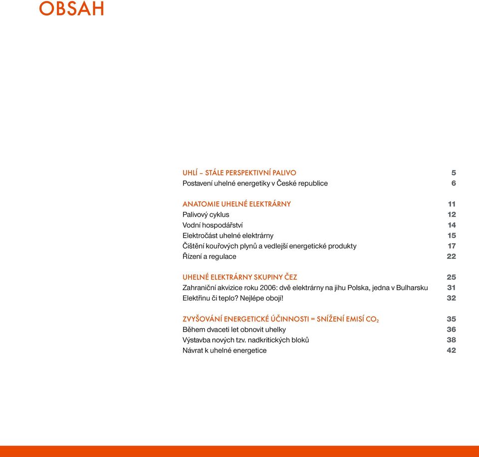 SKUPINY ČEZ 25 Zahraniční akvizice roku 2006: dvě elektrárny na jihu Polska, jedna v Bulharsku 31 Elektřinu či teplo? Nejlépe obojí!