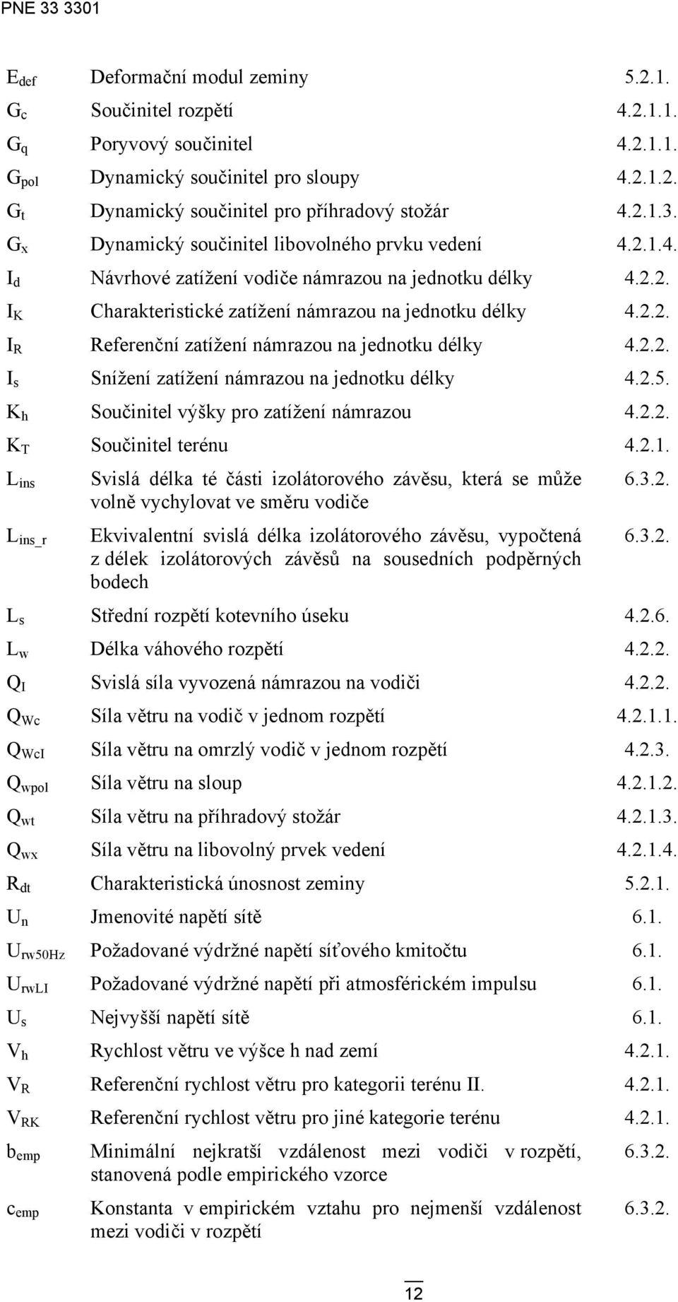 2.2. I s Snížení zatížení námrazou na jednotku délky 4.2.5. K h Součinitel výšky pro zatížení námrazou 4.2.2. K T Součinitel terénu 4.2.1.