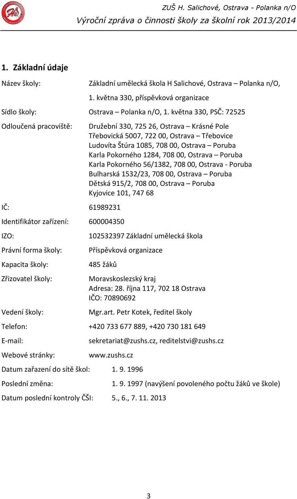 Krásné Pole Třebovická 5007, 722 00, Ostrava Třebovice Ludovíta Štúra 1085, 708 00, Ostrava Poruba Karla Pokorného 1284, 708 00, Ostrava Poruba Karla Pokorného 56/1382, 708 00, Ostrava - Poruba